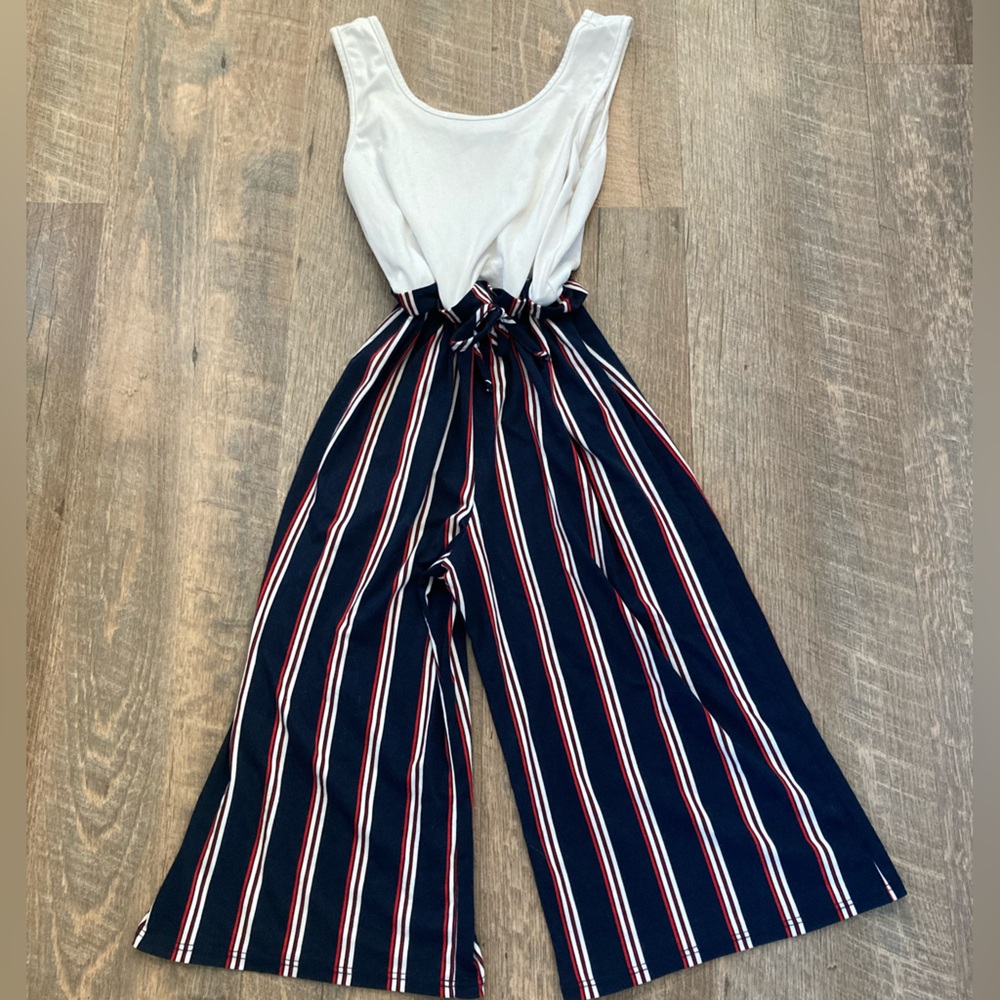 Love 2 Be Loved | One Piece Romper Pant Red White & Blue Jumpsuit Outfit